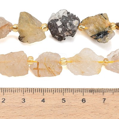 Raw Rough Natural Gold Rutilated Quartz Beads Strands G-A322-B08-01-1
