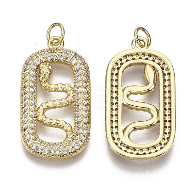 Brass Micro Pave Clear Cubic Zirconia Pendants ZIRC-N039-063-NF-1