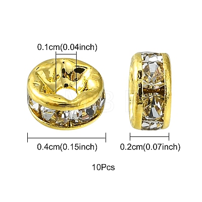 Brass Rhinestone Spacer Beads RB-YW0001-04A-01G-1