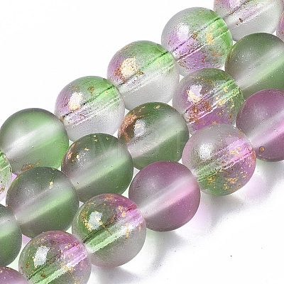 Frosted Spray Painted Glass Beads Strands LS-GLAA-N035-03C-C01-1