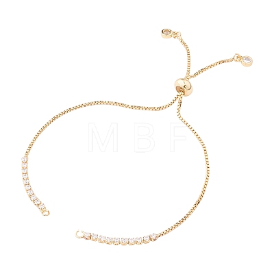 Adjustable Brass Micro Pave Cubic Zirconia Chain Bracelet Making ZIRC-CJ0001-01G-1