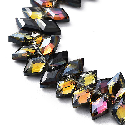 Electroplate Rhombus Glass Beads Strands EGLA-A036-12A-HP01-1