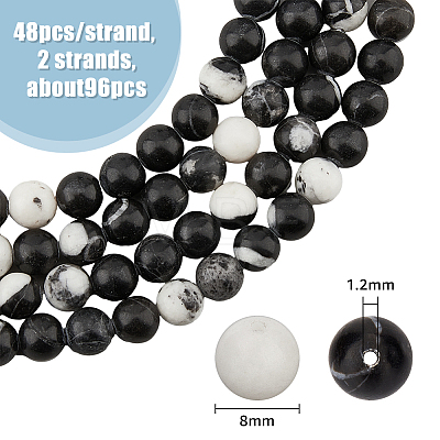 2 Strands Natural Gemstone Imitation Zebra Jasper Beads Strands G-HY0001-64-1