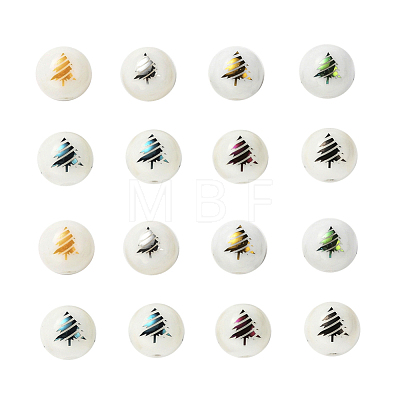 80Pcs 8 Colors Christmas Opaque Glass Beads EGLA-YW0001-03-1