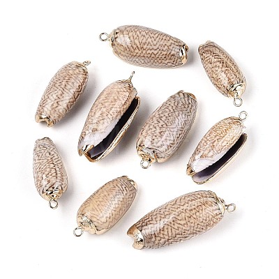 Electroplate Natural Sea Shell Pendants SSHEL-T018-04-1