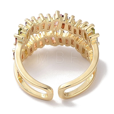 Brass Micro Pave Cubic Zirconia Cuff Rings RJEW-G310-22G-1