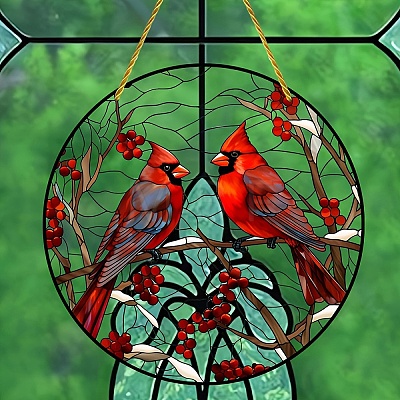 Cardinal Lovebirds Window Hanging Ornaments PW-WGA0D53-01-1