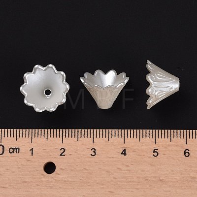 Multi-Petal Flower ABS Plastic Imitation Pearl Bead Caps X-OACR-R016-25-1
