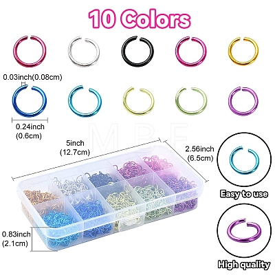 10 Colors Aluminum Wire Open Jump Rings FIND-YW0004-97-1