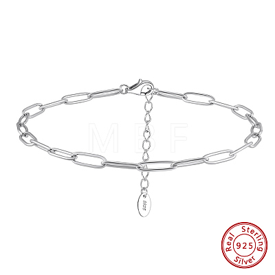925 Sterling Silver Cable Chain Anklet AJEW-Z029-20P-1