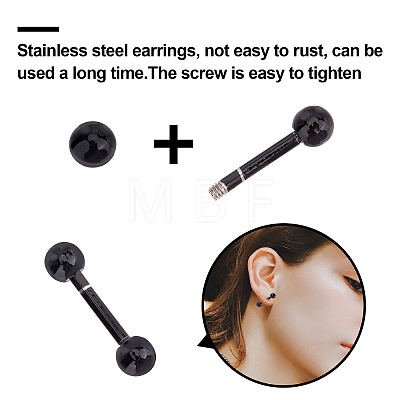 UNICRAFTALE 304 Stainless Steel Ball Stud Earrings EJEW-UN0001-49-1