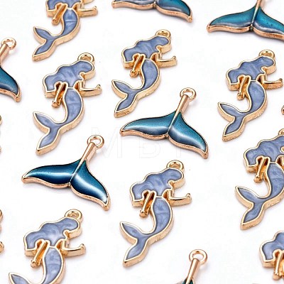 50Pcs 2 Style Alloy Enamel Pendants X1-ENAM-LS0001-10LG-1