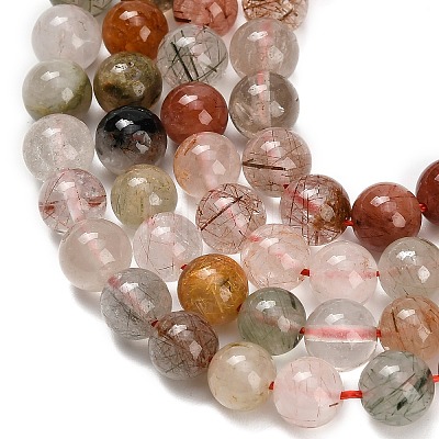 Natural Multi-Color Rutilated Quartz Beads Strands G-G300-A03-6mm-1
