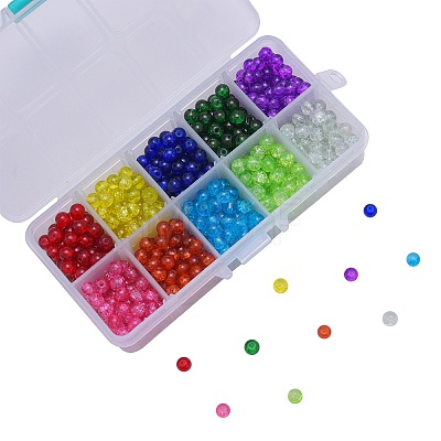 800Pcs 10 Colors Spray Painted Crackle Glass Beads CCG-CJ0001-02-1