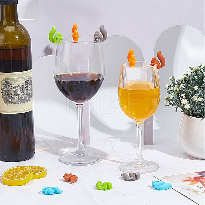  2 Sets Squirrel Silicone Wine Glass Charms DIY-NB0010-66-1