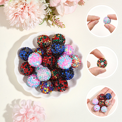 24Pcs 8 Colors Opaque Resin Rhinestone Beads RESI-PA0001-54-1