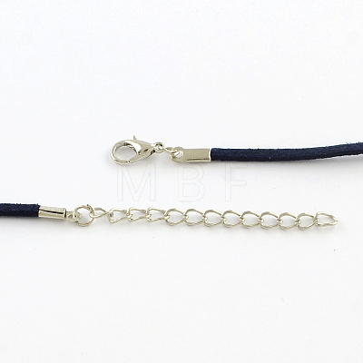 2mm Faux Suede Cord Necklace Making with Iron Chains & Lobster Claw Clasps NCOR-R029-04-1
