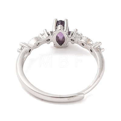 Horse Eye Natural Amethyst Adjustable Rings RJEW-Q817-02P-02-1