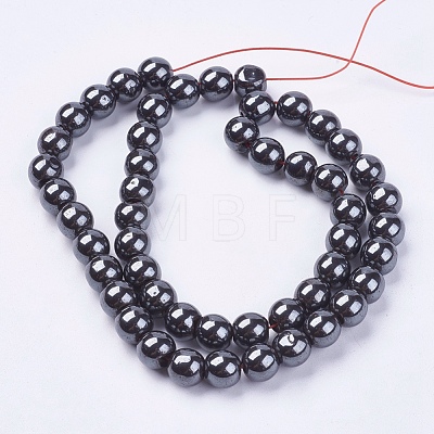 Non-magnetic Synthetic Hematite Bead Strands G-R193-19-8mm-1