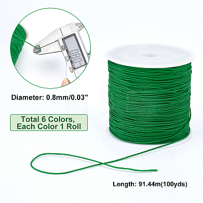   6 Rolls 6 Colors Braided Nylon Thread NWIR-PH0002-07A-1