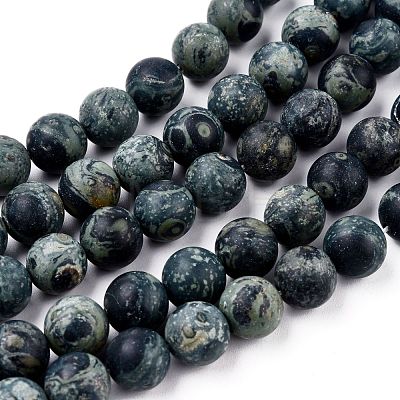 Frosted Natural Kambaba Jasper Beads Strands G-M272-14-10mm-1