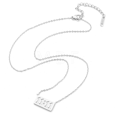 304 Stainless Steel 11:11 Angel Number Rectangle Pendant Cable Chain Necklaces for Women NJEW-NH0001-04P-1