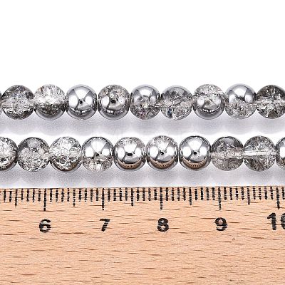 Electroplated Crackle Glass Beads Strands EGLA-N014-6mm-03-1