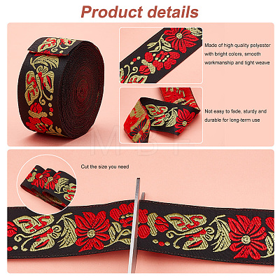 Ethnic Style Embroidery Polyester Ribbons OCOR-WH0060-55-1