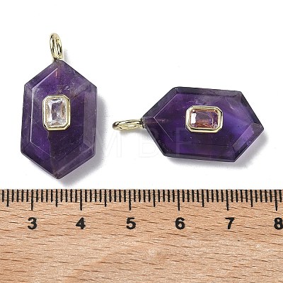 Natural Amethyst Faceted Pendants G-F819-01G-03-1