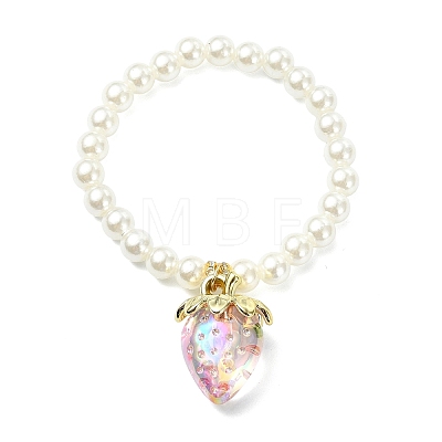 Acrylic Strawberry Charm Bracelets BJEW-JB13843-02-1