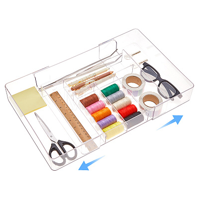 8 Grids Acrylic Storage Drawer Boxes without Lid CON-WH0095-182-1