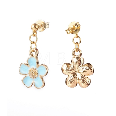 Zinc Alloy Flower Dangle Stud Earrings EJEW-JE04477-03-1