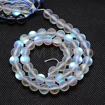 Synthetical Moonstone Beads Strands G-G585-8mm-02-1