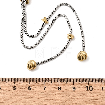 Two Tone 316L Surgical Stainless Steel Micro Pave Clear Cubic Zirconia Box Chain Knot Lariat Necklaces NJEW-D297-01GP-1