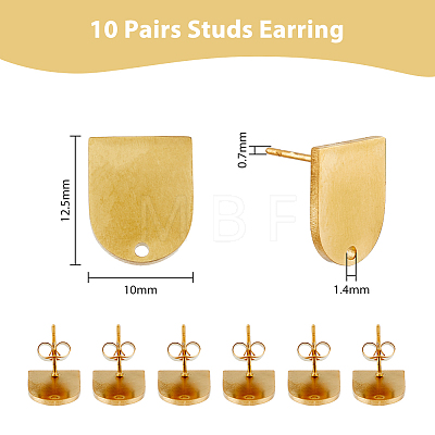10Pairs 304 Stainless Steel Stud Earring Findings STAS-DC0013-63-1