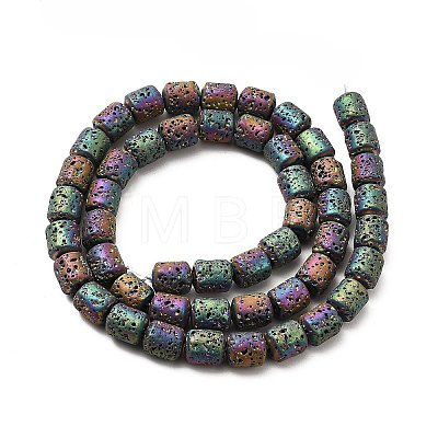 Electroplated Natural Lava Rock Beads Strands G-G984-16E-1