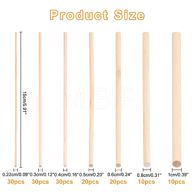   150Pcs 7 Style Round Wooden Sticks DIY-PH0008-41-1
