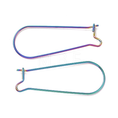 Ion Plating(IP) 304 Stainless Steel Hoop Earrings Findings Kidney Ear Wires STAS-L216-22A-RS-1
