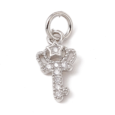 Brass Micro Pave Cubic Zirconia Charms ZIRC-F132-10P-1