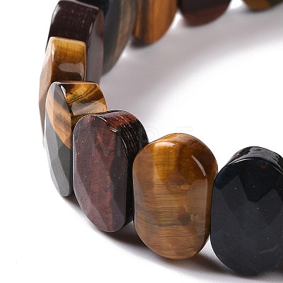 Natural Tiger Eye Oval Beaded Stretch Bracelet G-E010-01G-1