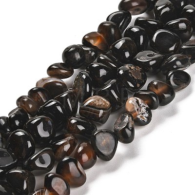 Natural Black Agate Beads Strands G-L595-B02-01-1