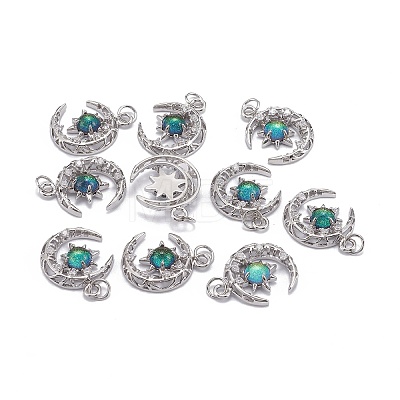 Brass Micro Pave Clear Cubic Zirconia Glass Pendants LS-ZIRC-C024-06P-04-1