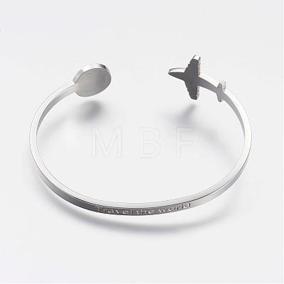 304 Stainless Steel Cuff Bangles BJEW-N0028-02P-1