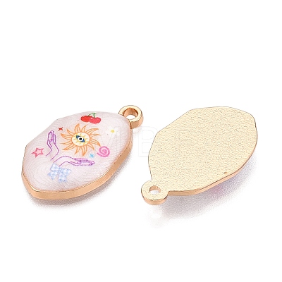 Printed Rack Plating Alloy Enamel Pendants ENAM-T020-04B-1