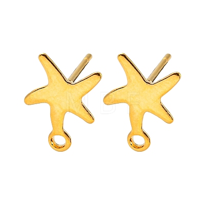 Starfish Shape 201 Stainless Steel Stud Earrings Findings STAS-Q251-03G-1