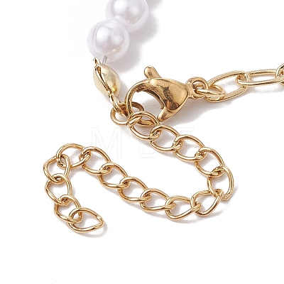 5Pcs 5 Styles Christmas Acrylic Imitated Pearl & Paperclip Chain Bracelets BJEW-JB10383-1