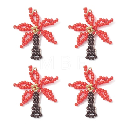 Glass Seed Beaded Pendants PALLOY-MZ01251-1