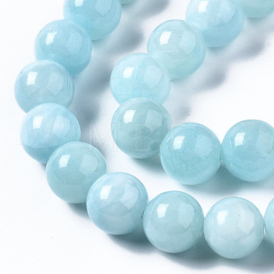 Natural Dyed Yellow Jade Gemstone Bead Strands X-G-R271-10mm-Y04-1