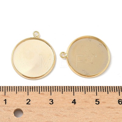 Flat Round Brass Pendant Cabochon Settings KK-K414-14G-G-1