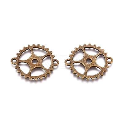 Cadmium Free & Nickel Free & Lead Free Antique Bronze Tibetan Style Flat Round Links connectors X-TIBEB-AB5010-AB-FF-1